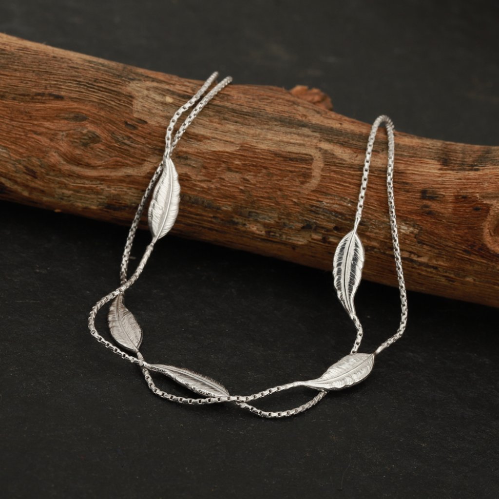 Vanbelle Sterling Silver Jewelry Double Layered Feather Bracelet